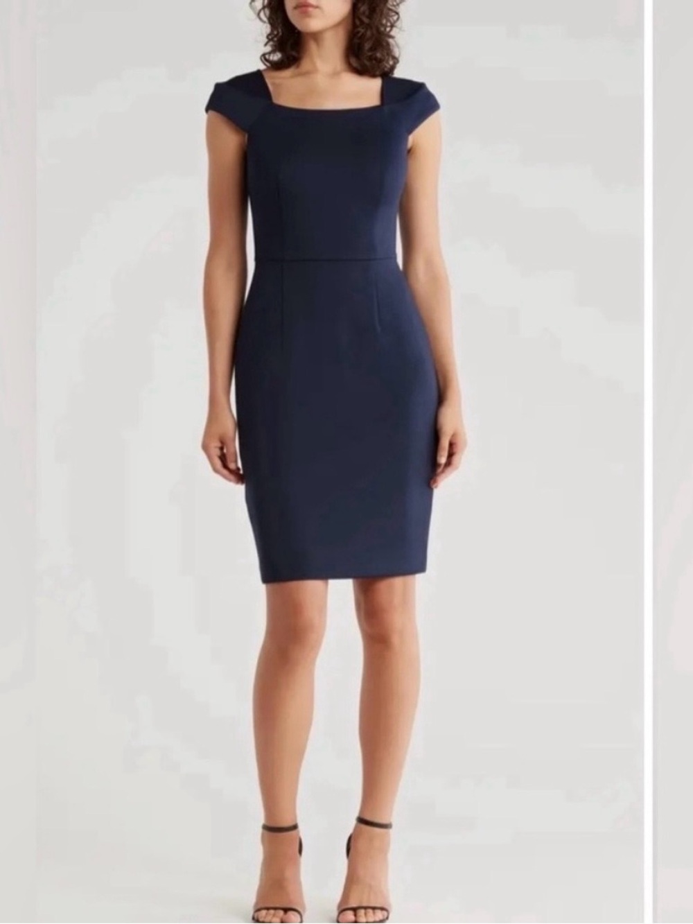💙 NWT! Navy Blue CALVIN KLEIN Cap Sleeve Scuba Sheath Dress - Size 6